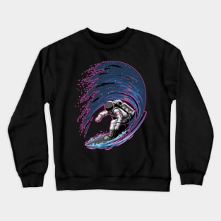 astronaut surfing in space Crewneck Sweatshirt